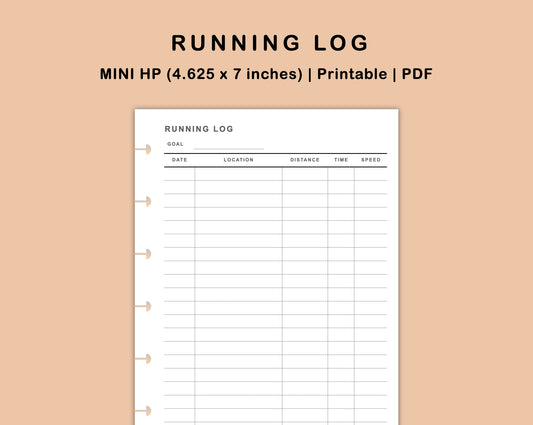Mini Happy Planner Inserts - Running Log