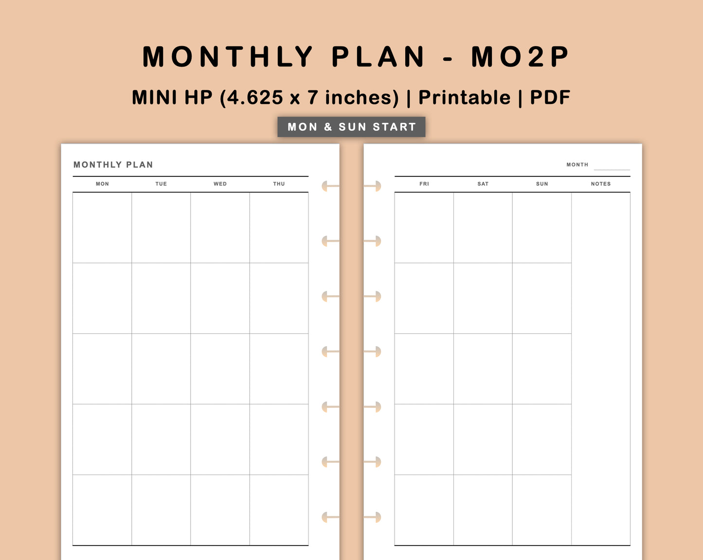 Mini Happy Planner Inserts - Monthly Plan - MO2P