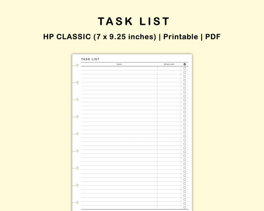 Classic HP Inserts - Task List