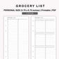 Personal Inserts - Grocery List