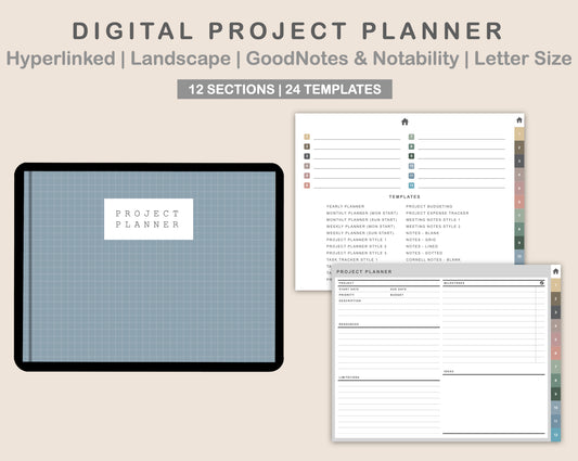 Digital Project Planner - Landscape - Muted