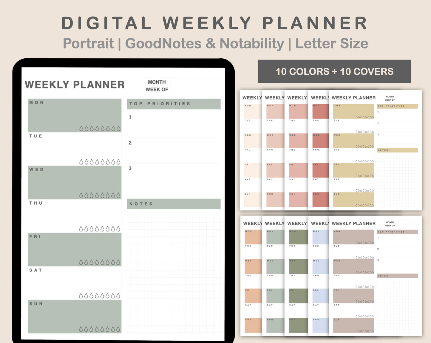 Weekly Planner, Priority - Portrait