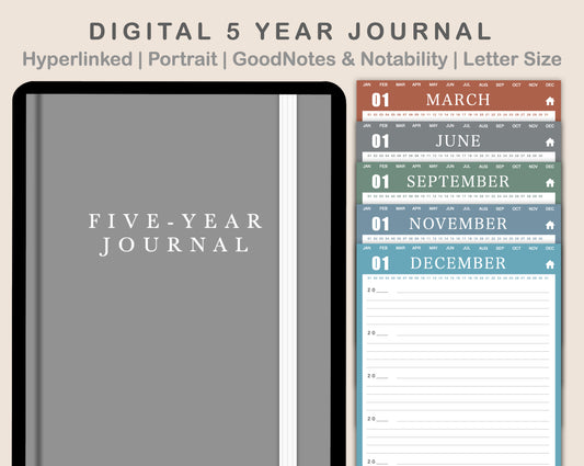 Digital 5 Year Journal - Muted
