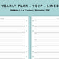 B6 Wide Inserts - Yearly Plan - YO2P - Lined