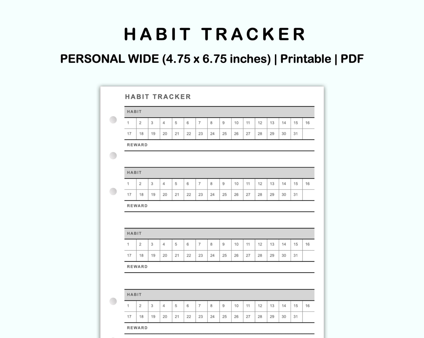 Personal Wide Inserts - Habit Tracker