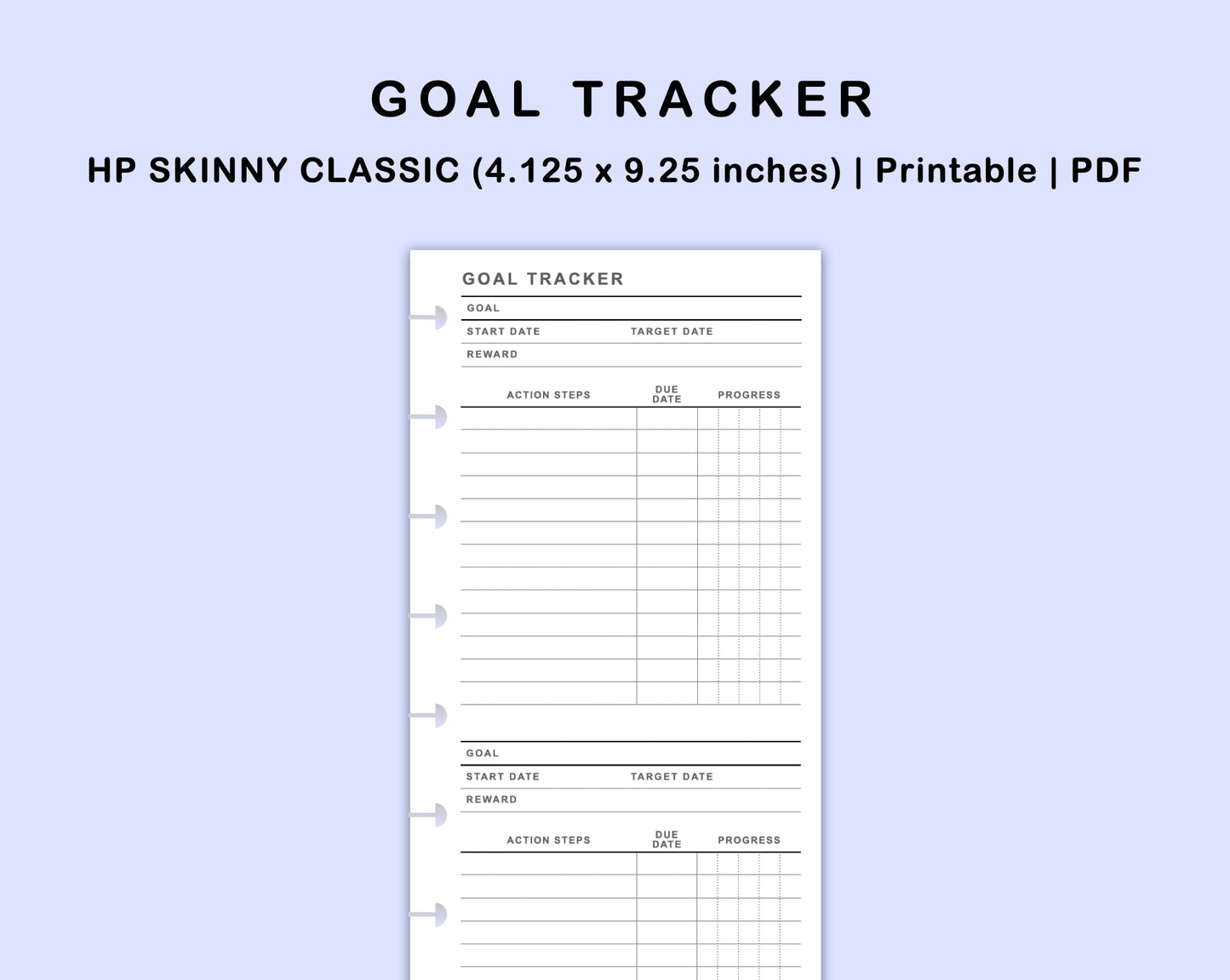 Skinny Classic HP Inserts - Goal Tracker