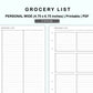 Personal Wide Inserts - Grocery List