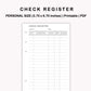 Personal Inserts - Check Register