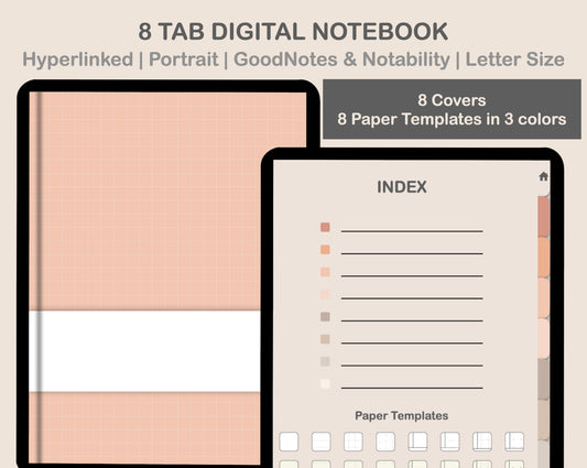 Digital Notebook 8 Tab - Portrait - Neutral