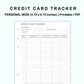 Personal Wide Inserts - Credit Card Tracker