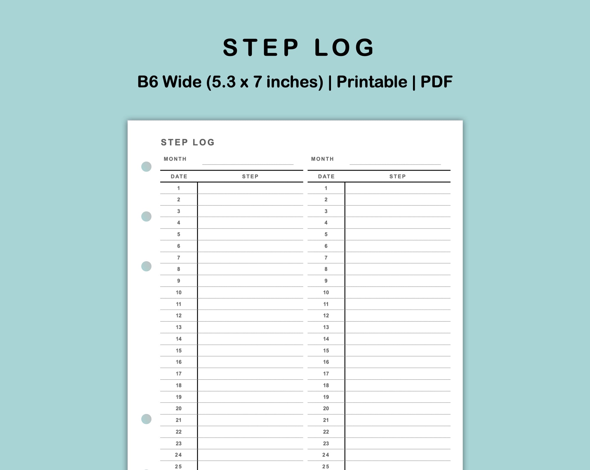Step Log Examples B6 Wide Inserts - Step Log – kjunstudio