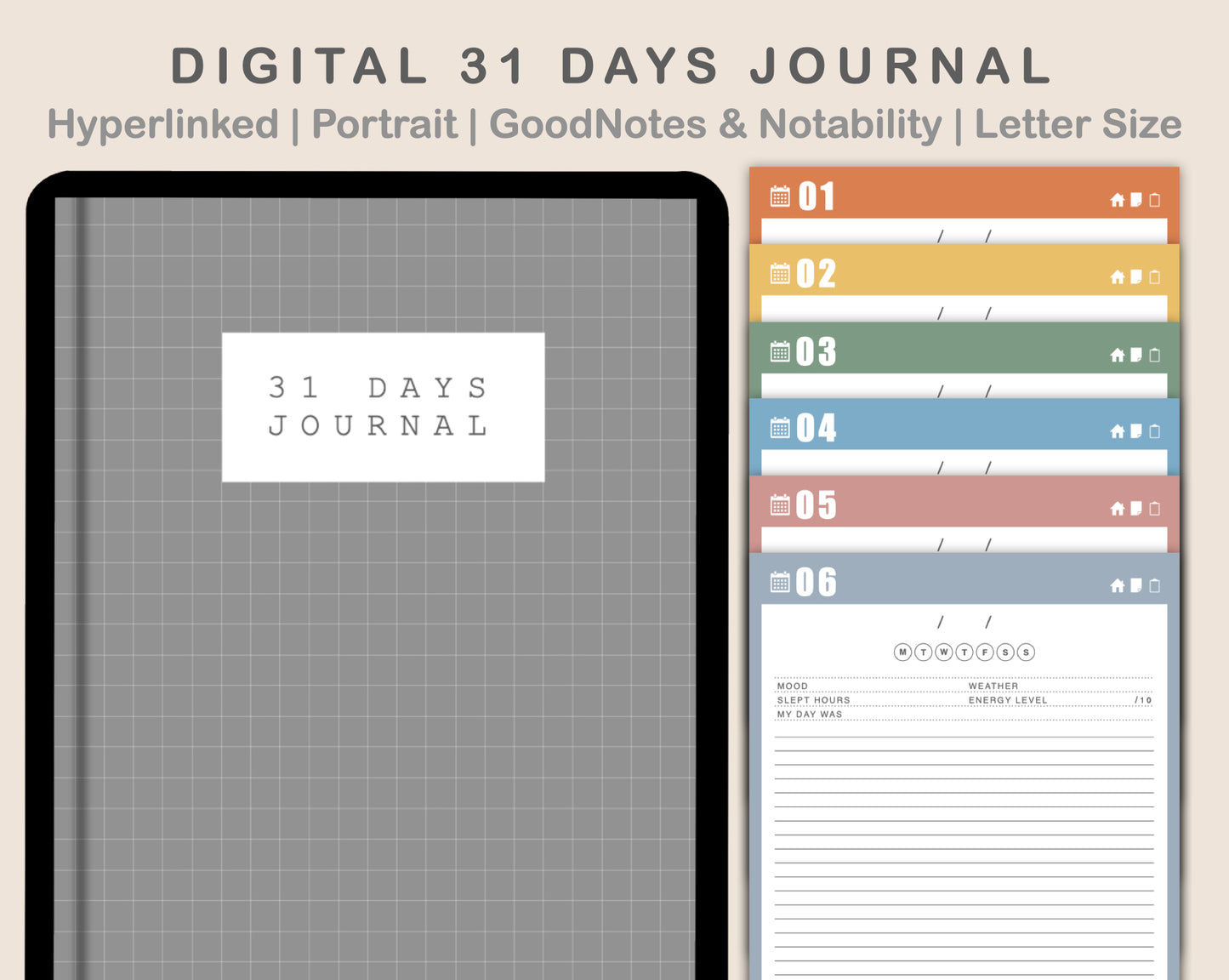 31 Day Digital Journal - Portrait - Boho