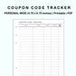 Personal Wide Inserts - Coupon Code Tracker