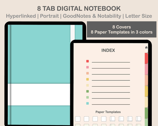Digital Notebook 8 Tab - Portrait - Macaron