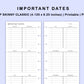 Skinny Classic HP Inserts - Importanat Dates