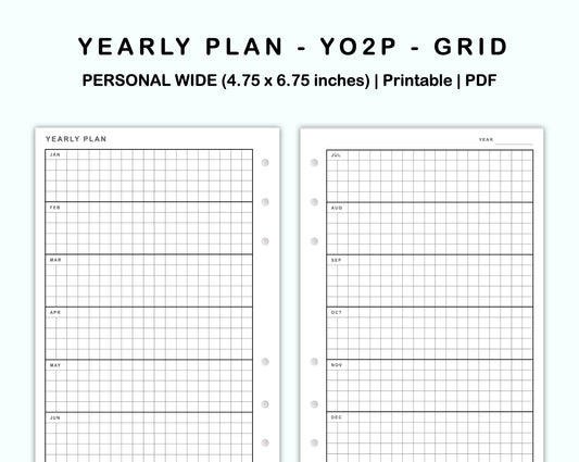 Personal Wide Inserts - Yearly Plan - YO2P - Grid