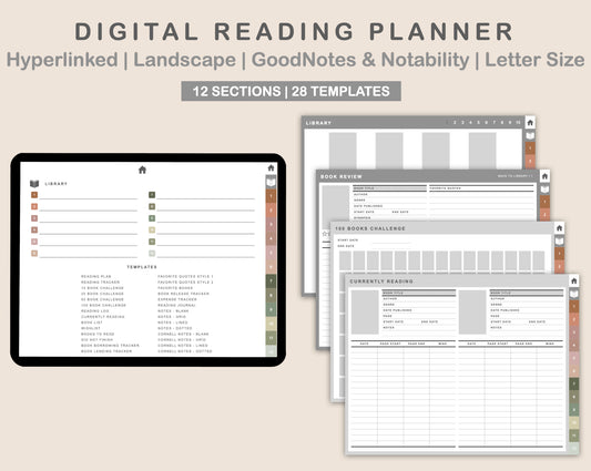 Digital Reading Planner - Landscape - Neutral