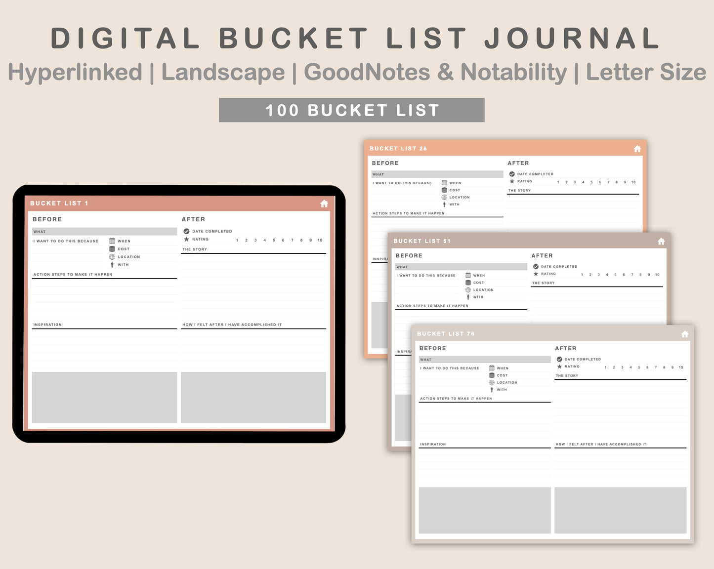Digital Bucket List Journal - Neutral