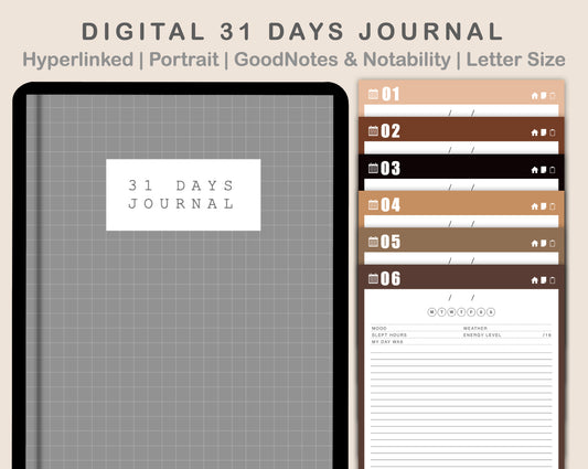 31 Day Digital Journal - Portrait - Brown Coffee