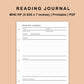 Mini Happy Planner Inserts - Reading Journal