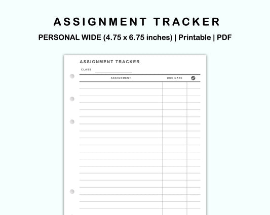Personal Wide Inserts - Assignment Tracker