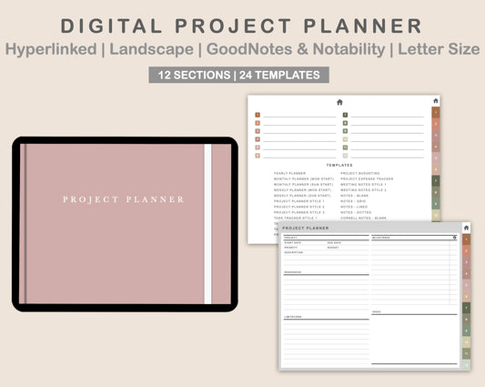 Digital Project Planner - Landscape - Neutral