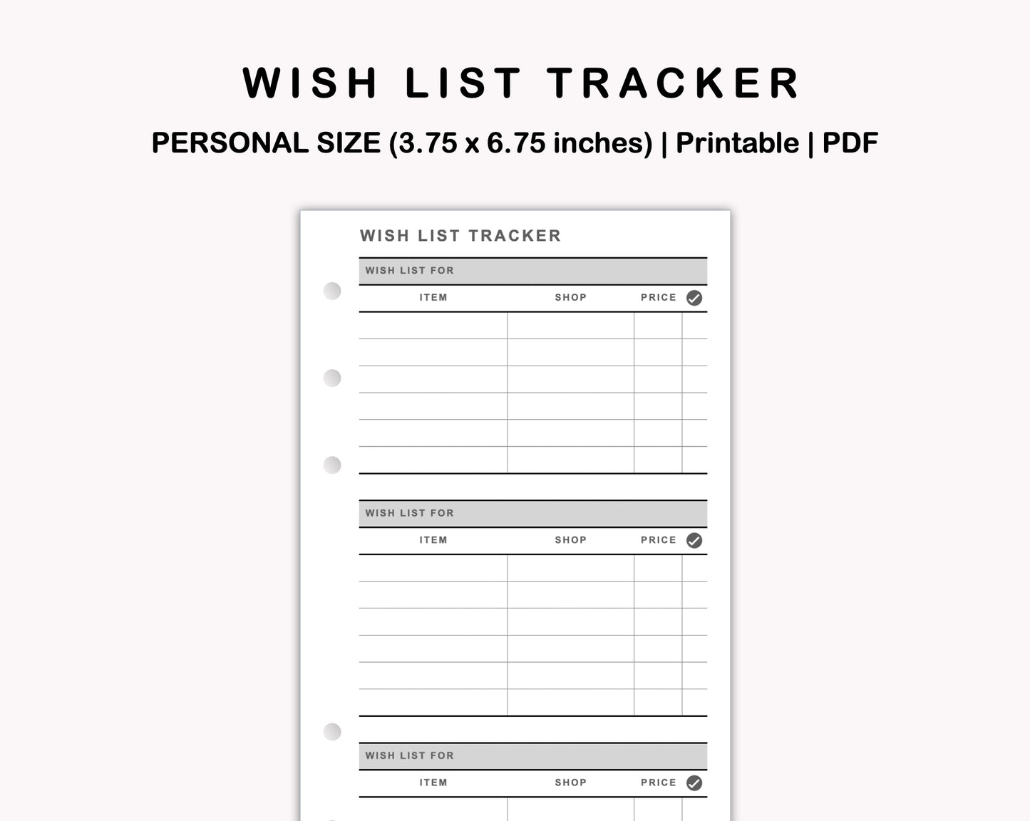 Personal Inserts - Wish List Tracker by Wish List For