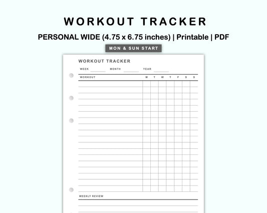 Personal Wide Inserts - Workout Tracker