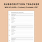Mini Happy Planner Inserts - Subscription Tracker
