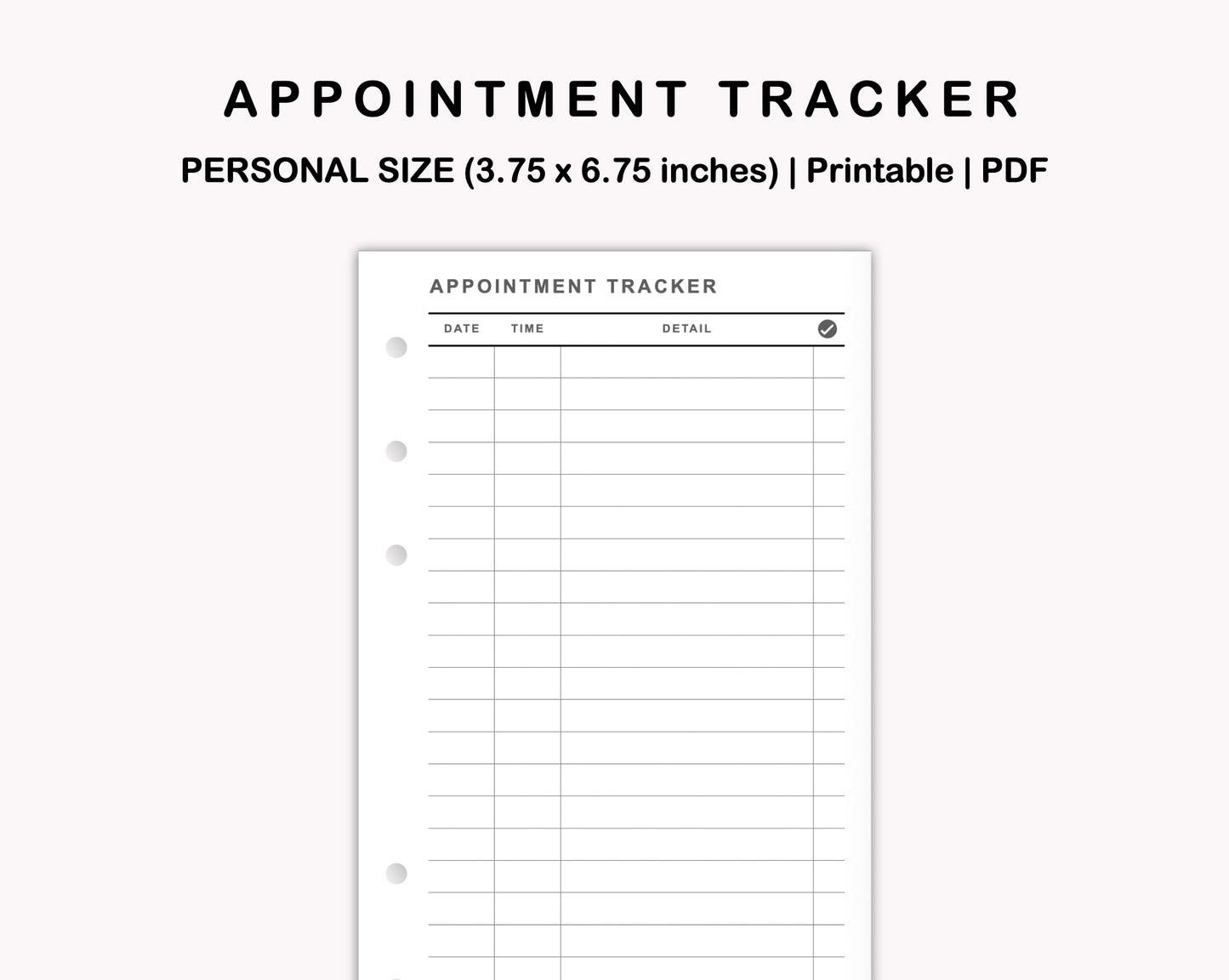 Personal Inserts - Appointment Tracker