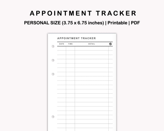 Personal Inserts - Appointment Tracker