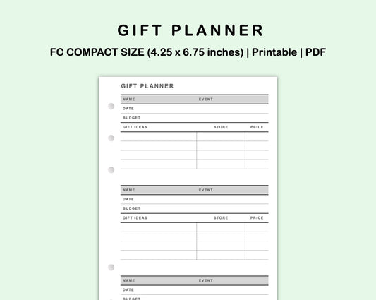 FC Compact Inserts - Gift Planner