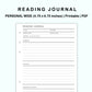 Personal Wide Inserts - Reading Journal