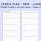 Skinny Classic HP Inserts - Yearly Plan - YO2P - Lined
