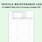 FC Compact Inserts - Vehicle Maintenance Log