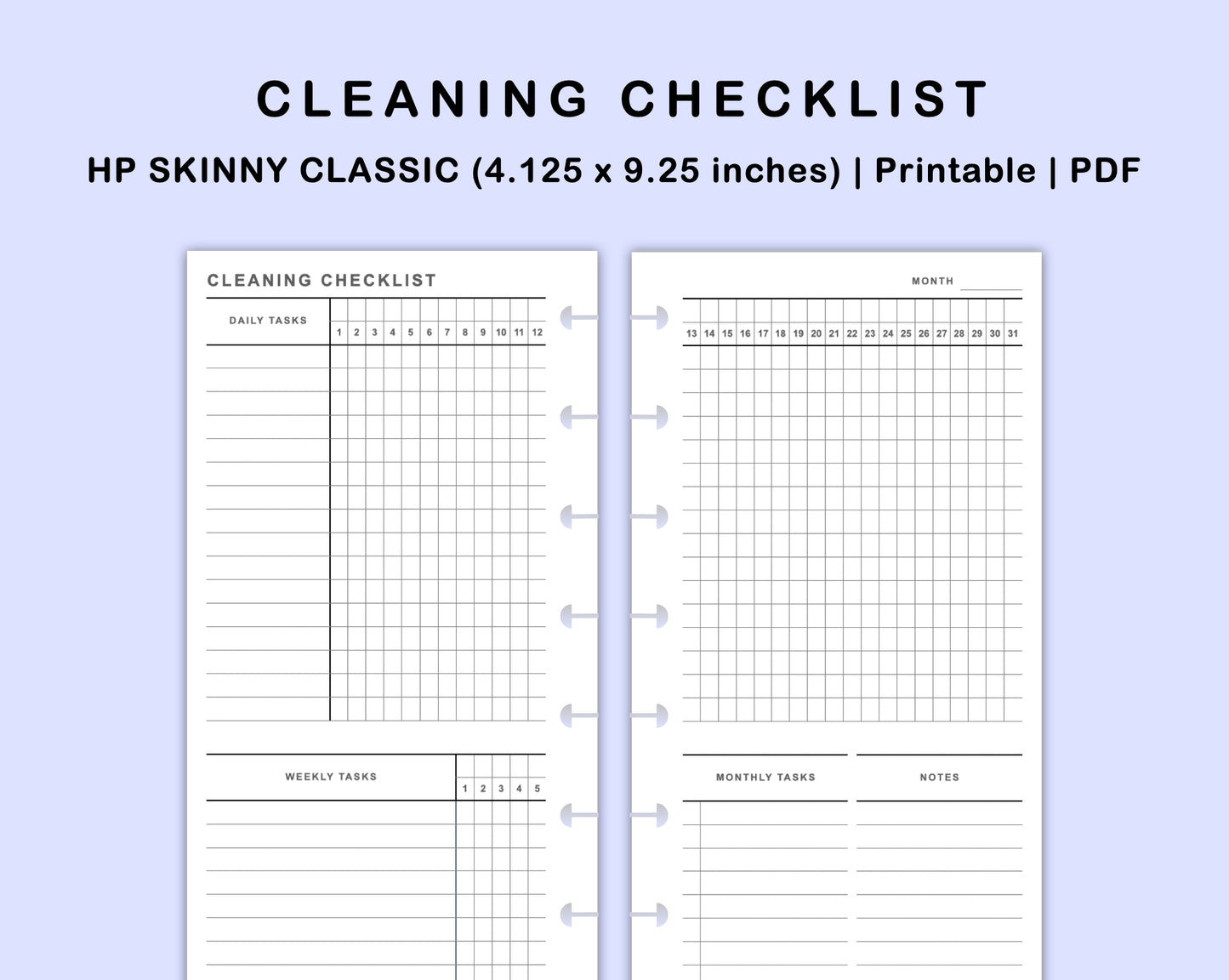 Skinny Classic HP Inserts - Cleaning Checklist
