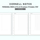 Personal Wide Inserts - Cornell Notes