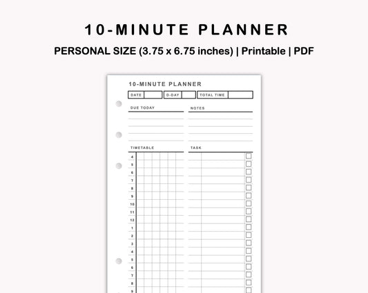 Personal Inserts - 10 Minute Tracker
