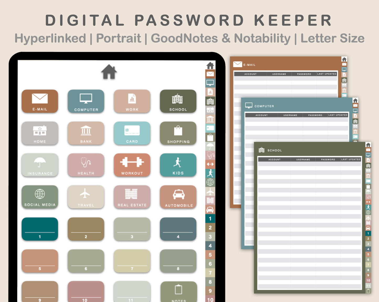 Digital Password Keeper Table - Neutral