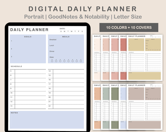 Daily Planner, Meal Planner - Portrait