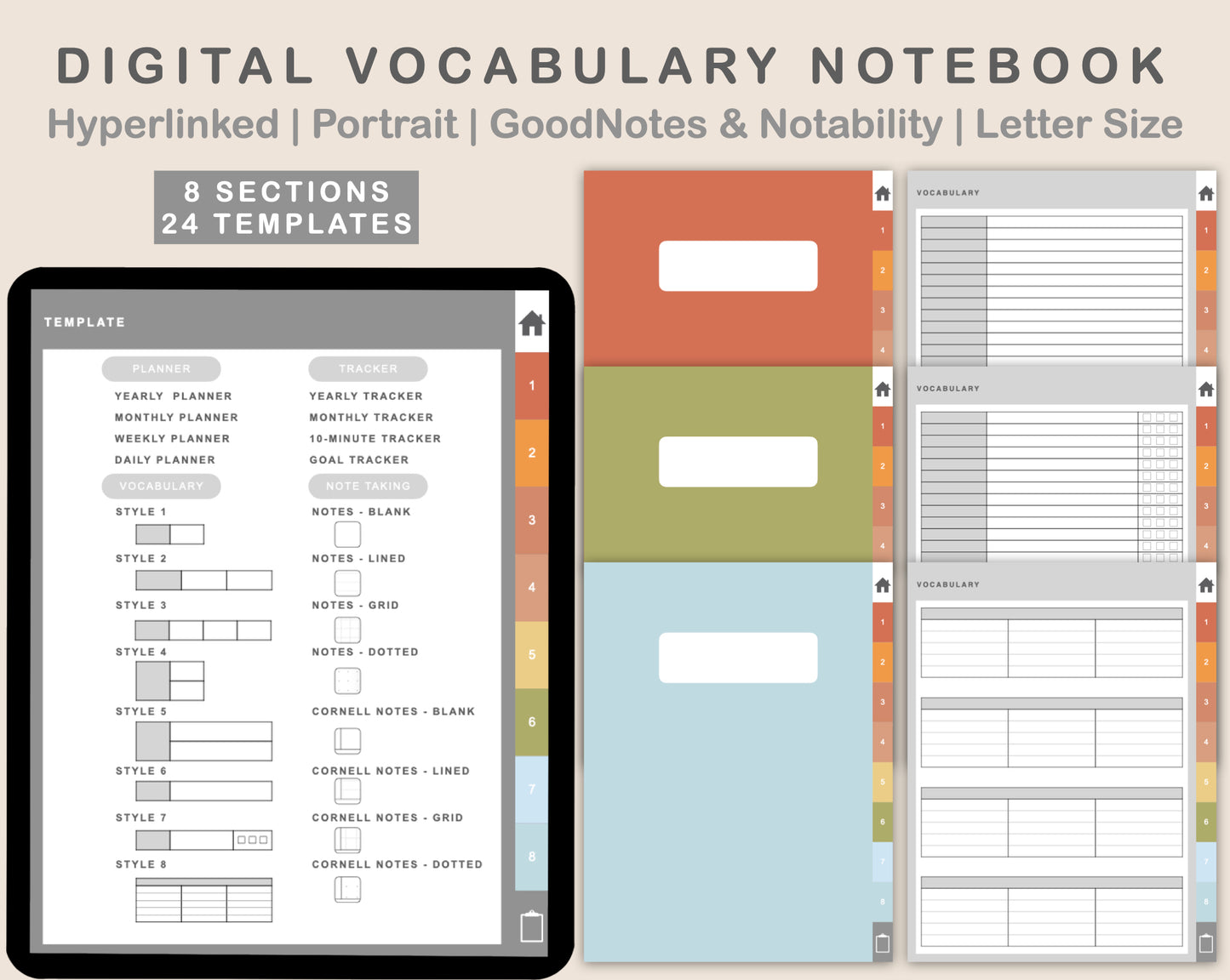 Digital Vocabulary Notebook - Autumn