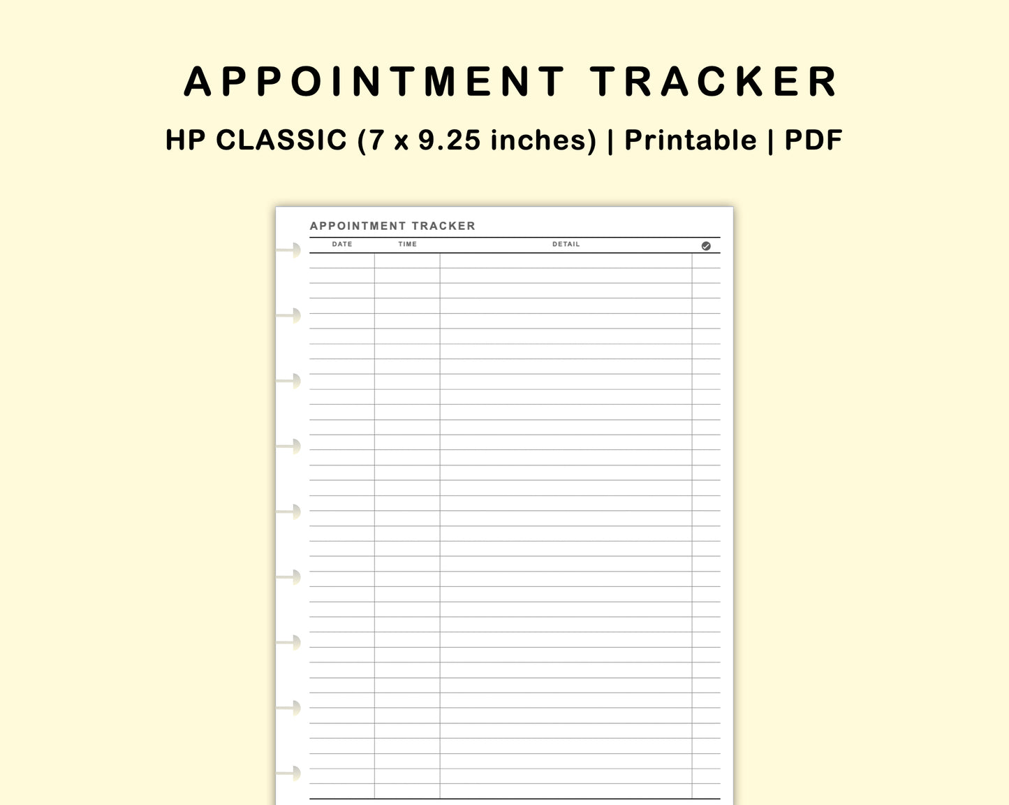 Classic HP Inserts - Appointment Tracker