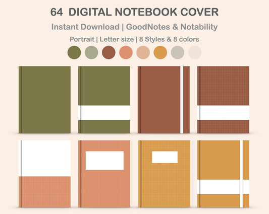 Digital Notebook Cover - Portrait - Boho