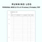 Personal Wide Inserts - Running Log