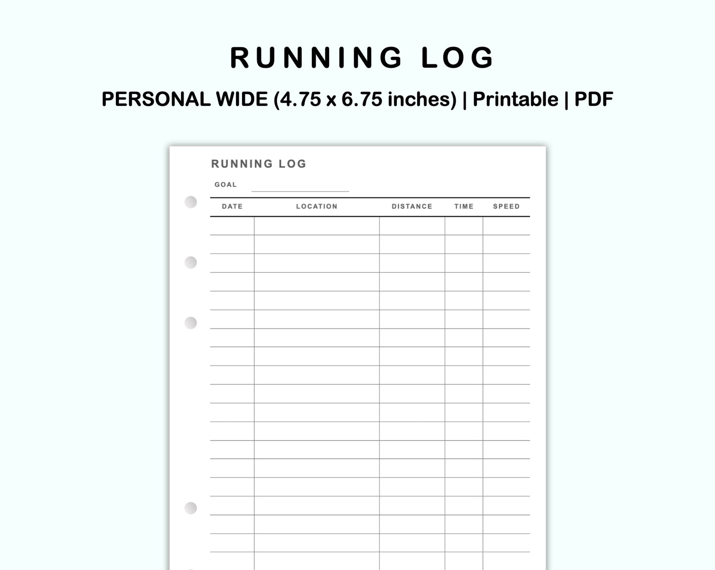 Personal Wide Inserts - Running Log