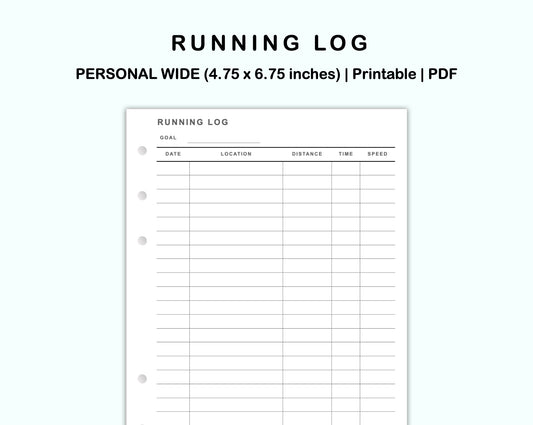 Personal Wide Inserts - Running Log