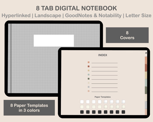 Digital Notebook 8 Tab - Landscape - Earthy