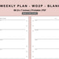 B6 Inserts - Weekly Plan - WO2P - Blank