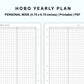 Personal Wide Inserts - Yearly Plan - Hobonichi