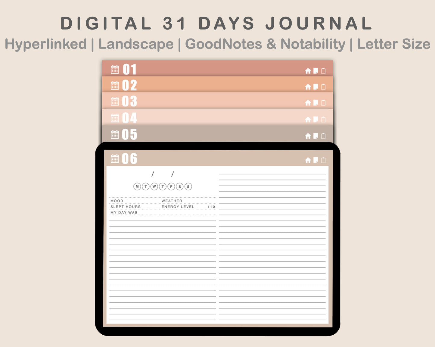 31 Day Digital Journal - Landscape - Neutral